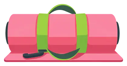 Pink Yoga Mat with Green Strap
