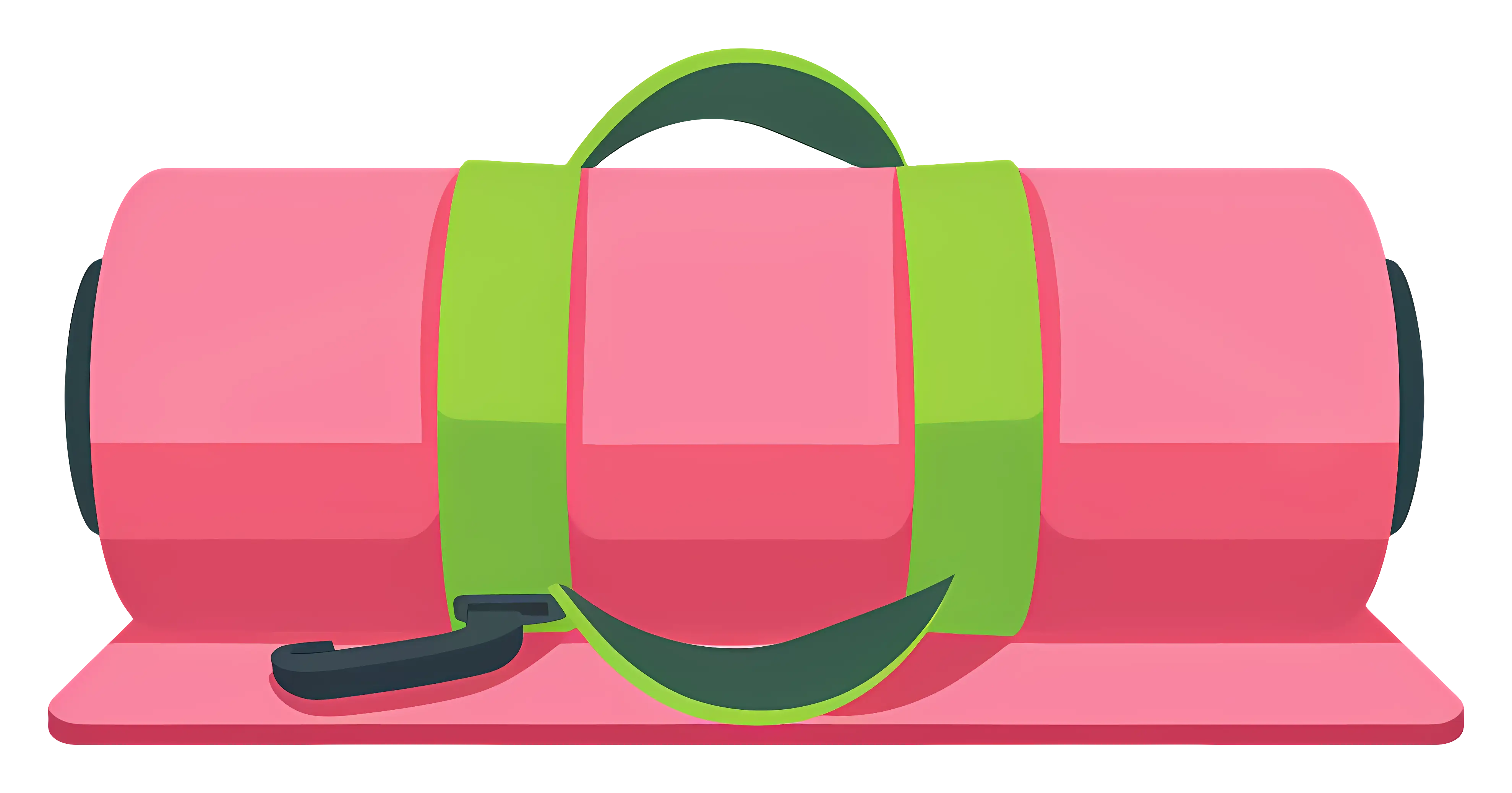 Pink Yoga Mat with Green Strap