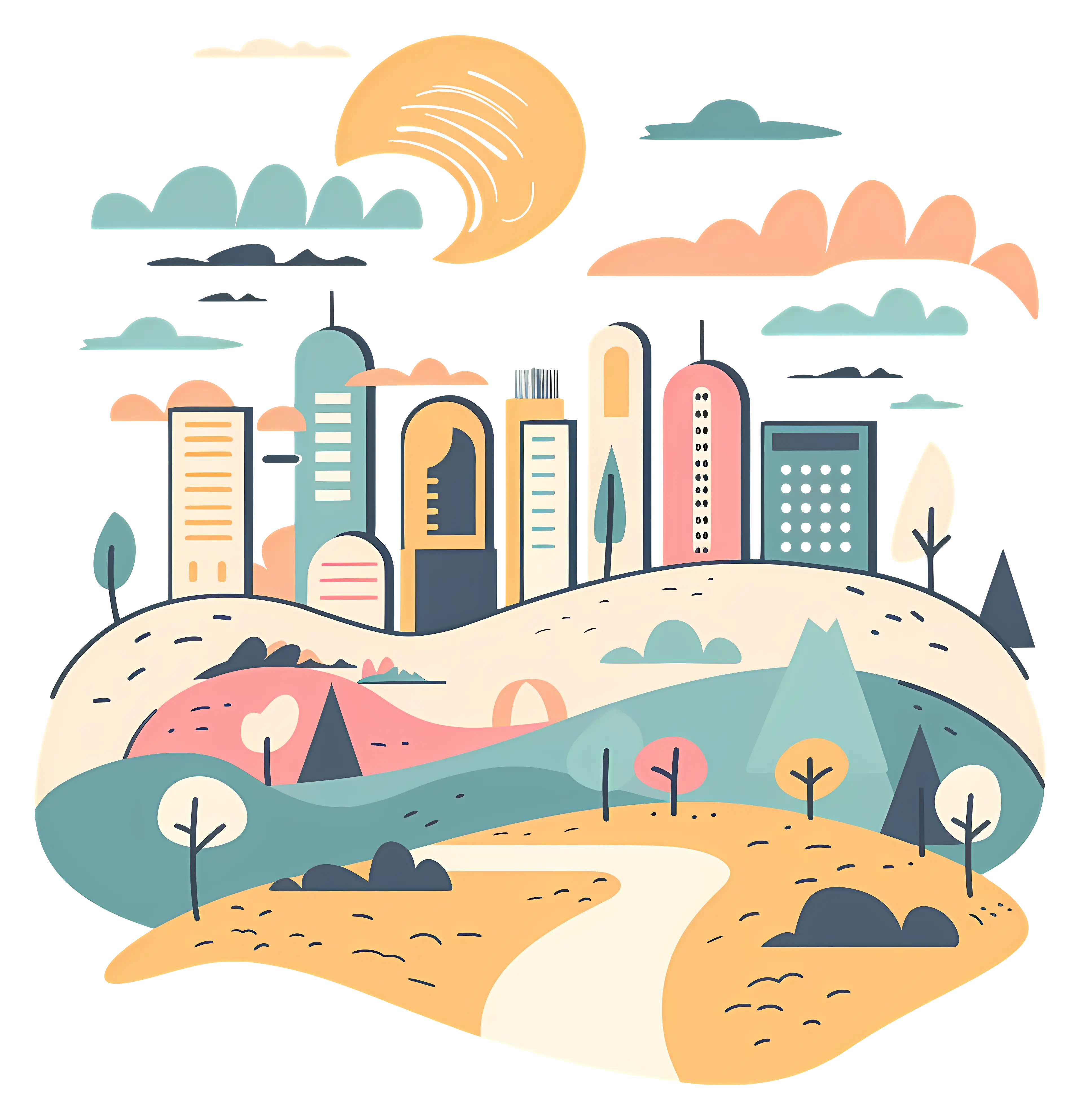 Colorful Urban Cityscape