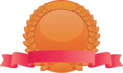 Award Badge with Laurel Wreath and Red Ribbon