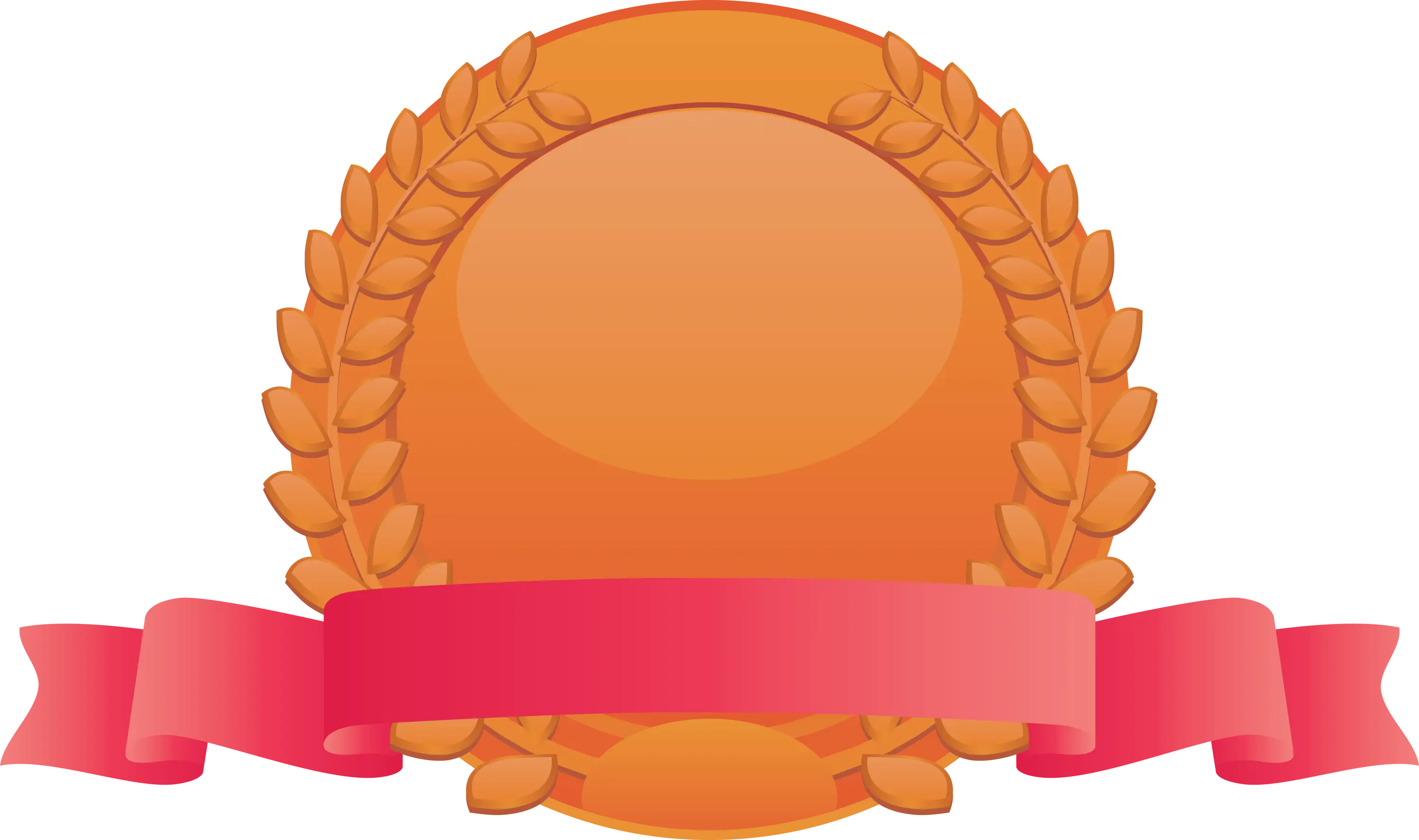 Award Badge with Laurel Wreath and Red Ribbon