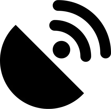 Black Satellite Dish Icon for Communication Networks