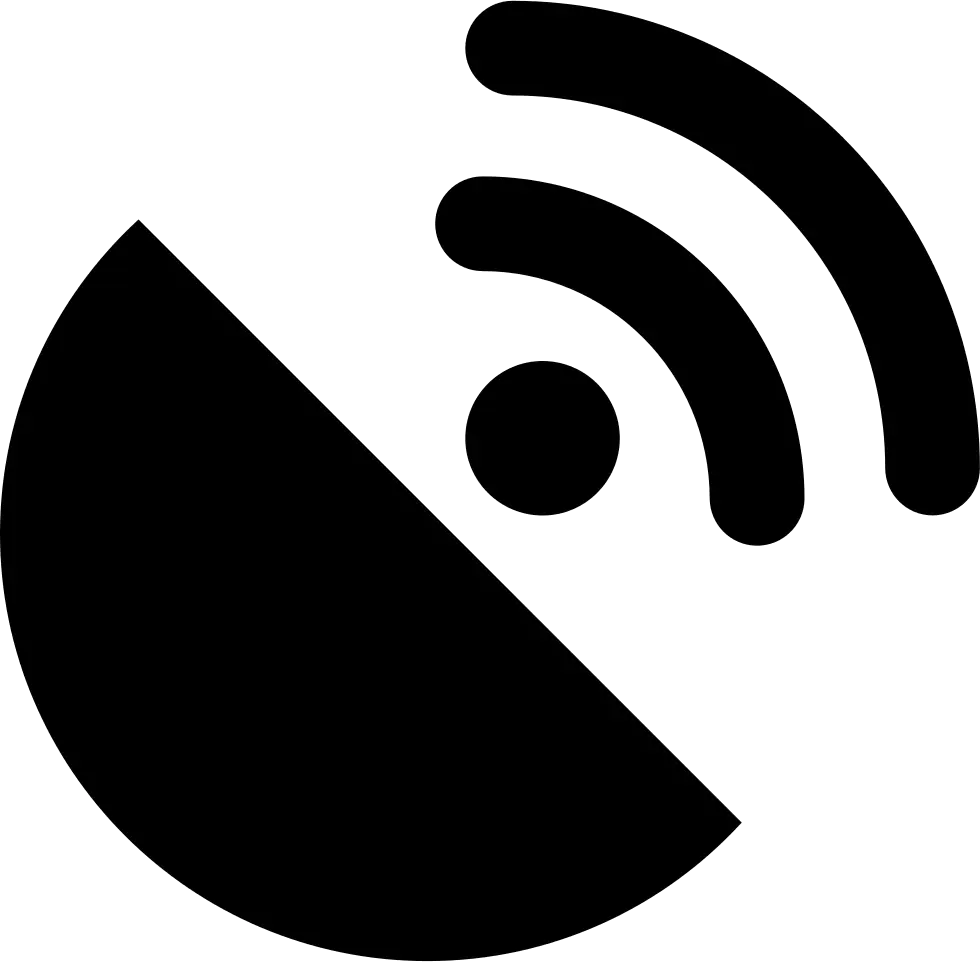 Black Satellite Dish Icon for Communication Networks