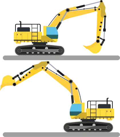 Yellow Excavators on Construction Track