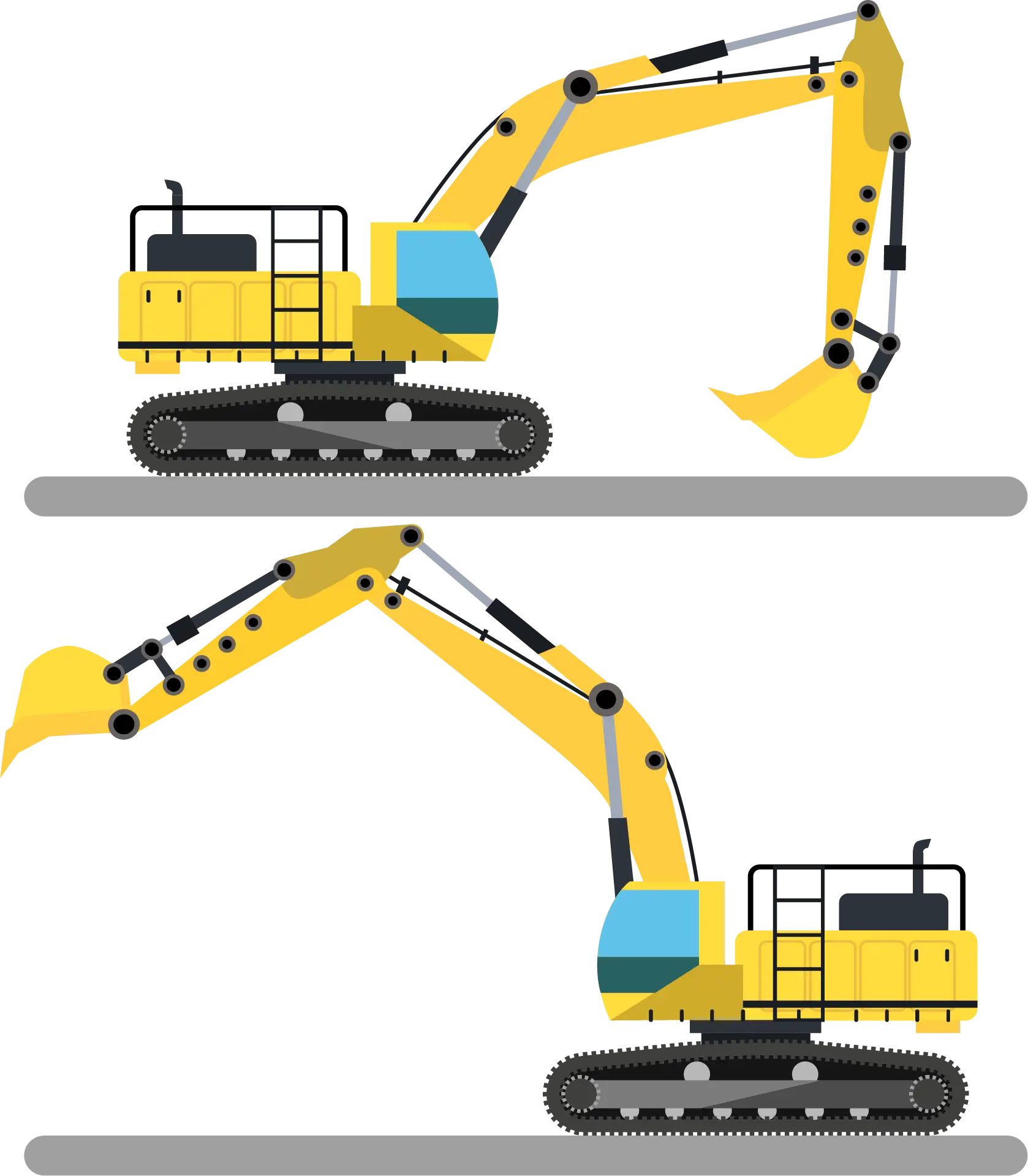 Yellow Excavators on Construction Track
