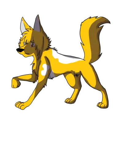 Yellow Cartoon Wolf Illustration