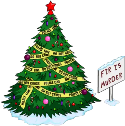 Christmas Tree with Police Line and Protest Sign