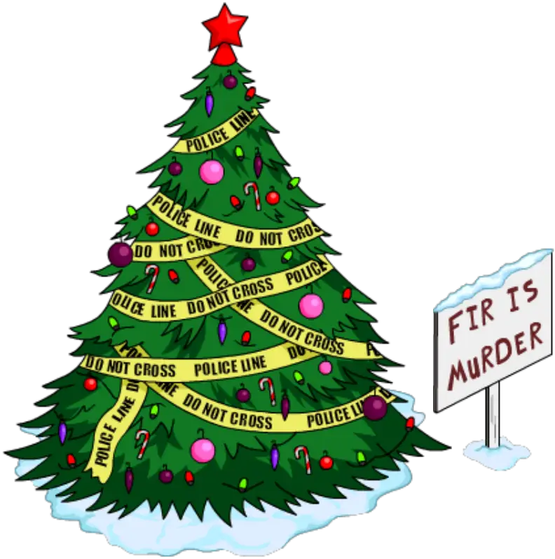 Christmas Tree with Police Line and Protest Sign
