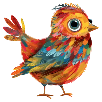 Colorful Cartoon Bird with Bright Feathers