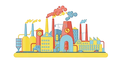 Cartoon Industrial Cityscape Illustration