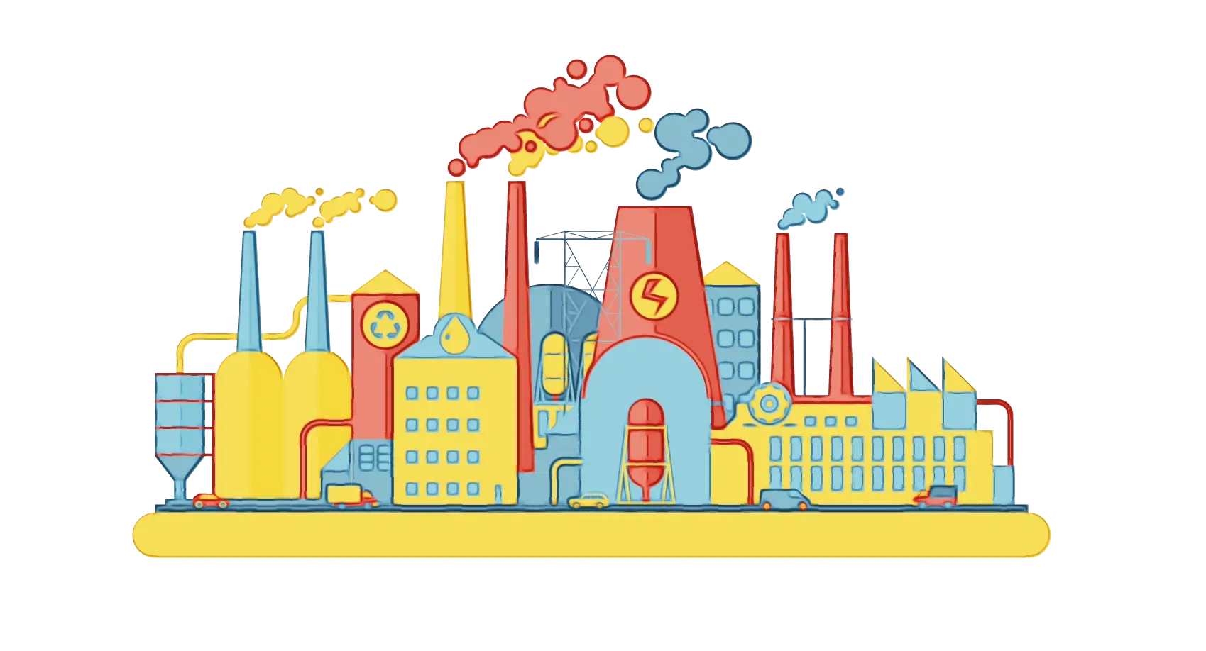 Cartoon Industrial Cityscape Illustration