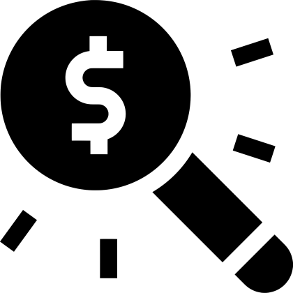 Dollar Symbol with Magnifying Glass Icon