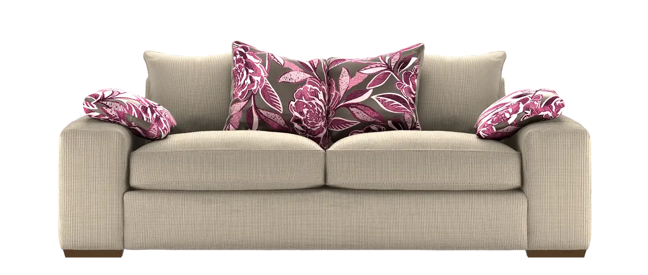 Beige Sofa with Floral Cushions for Modern Interiors