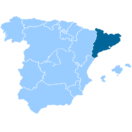 Map Highlighting Catalonia Region in Spain