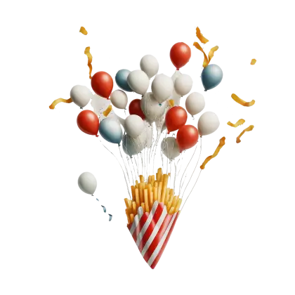 Balloons with French Fries in Festive Design