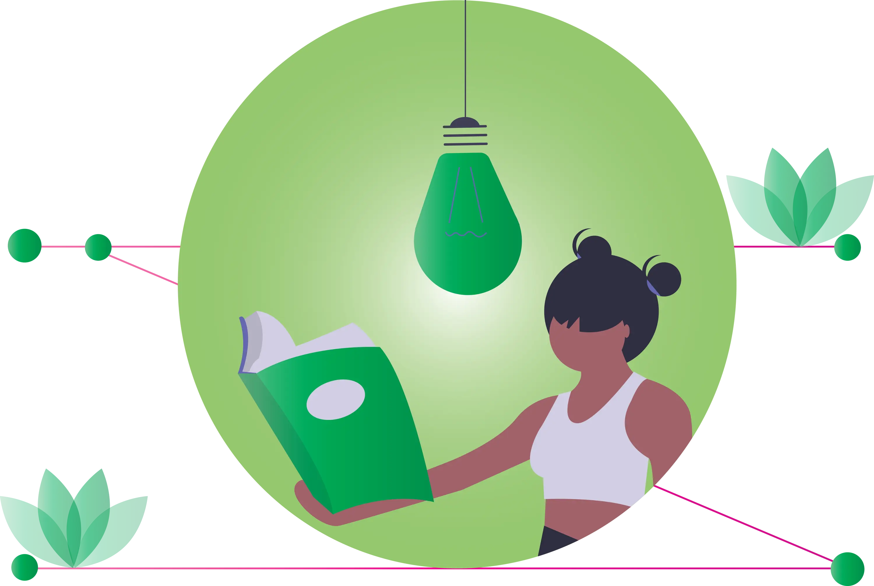Woman Reading Under Green Light