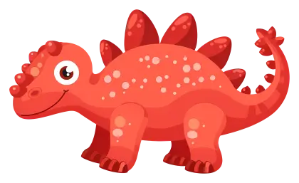 Red Cartoon Dinosaur Illustration