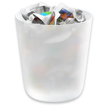 White Trash Can with Crumpled Papers
