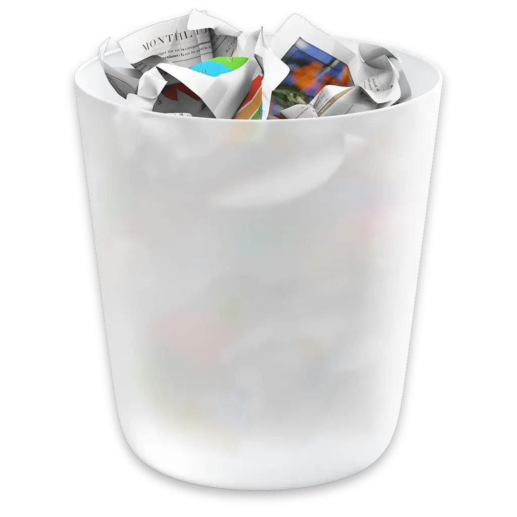 White Trash Can with Crumpled Papers