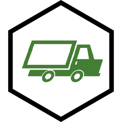 Green Truck Icon in Hexagon Frame
