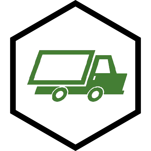 Green Truck Icon in Hexagon Frame