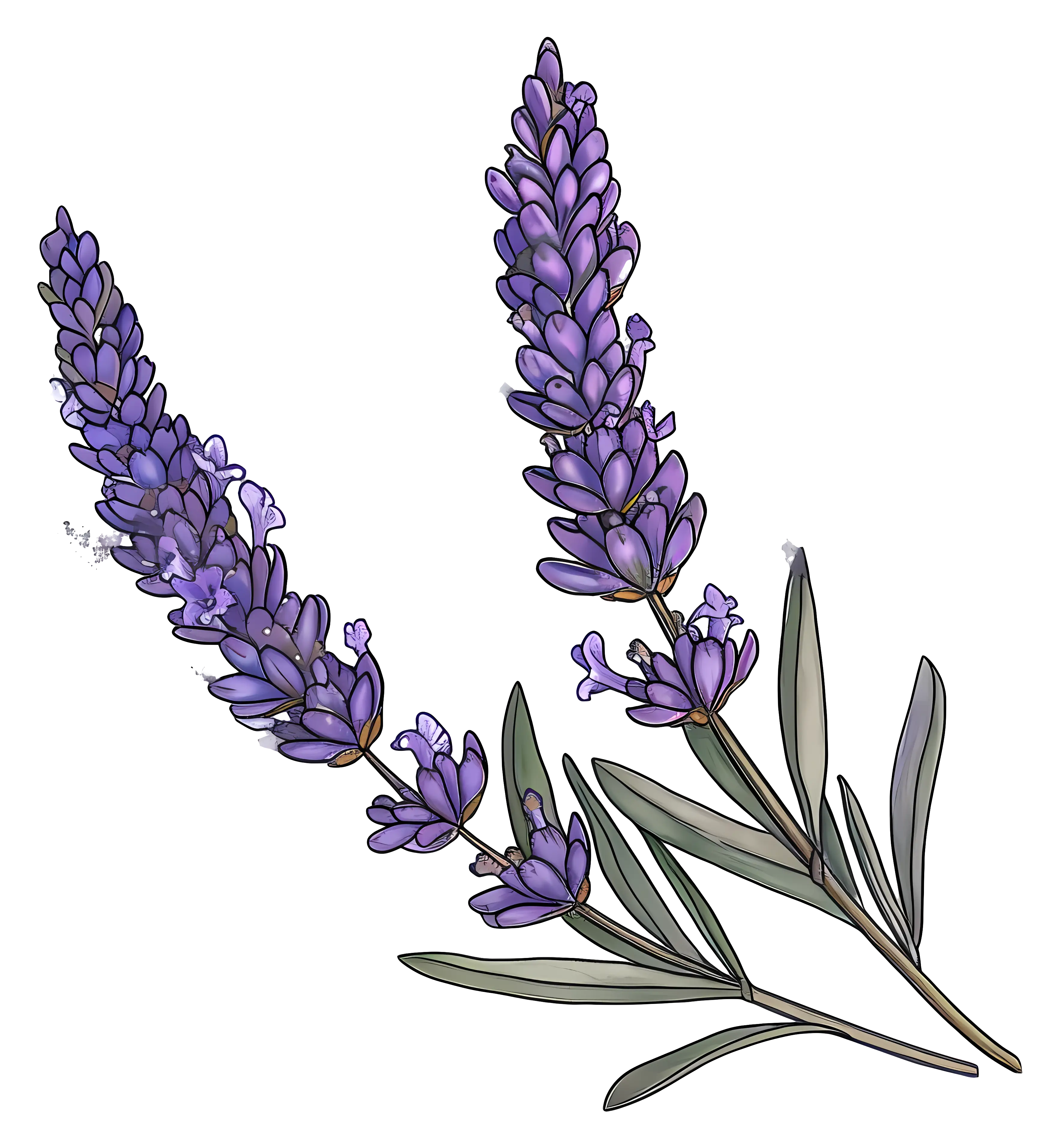 Lavender Flowers Botanical Illustration