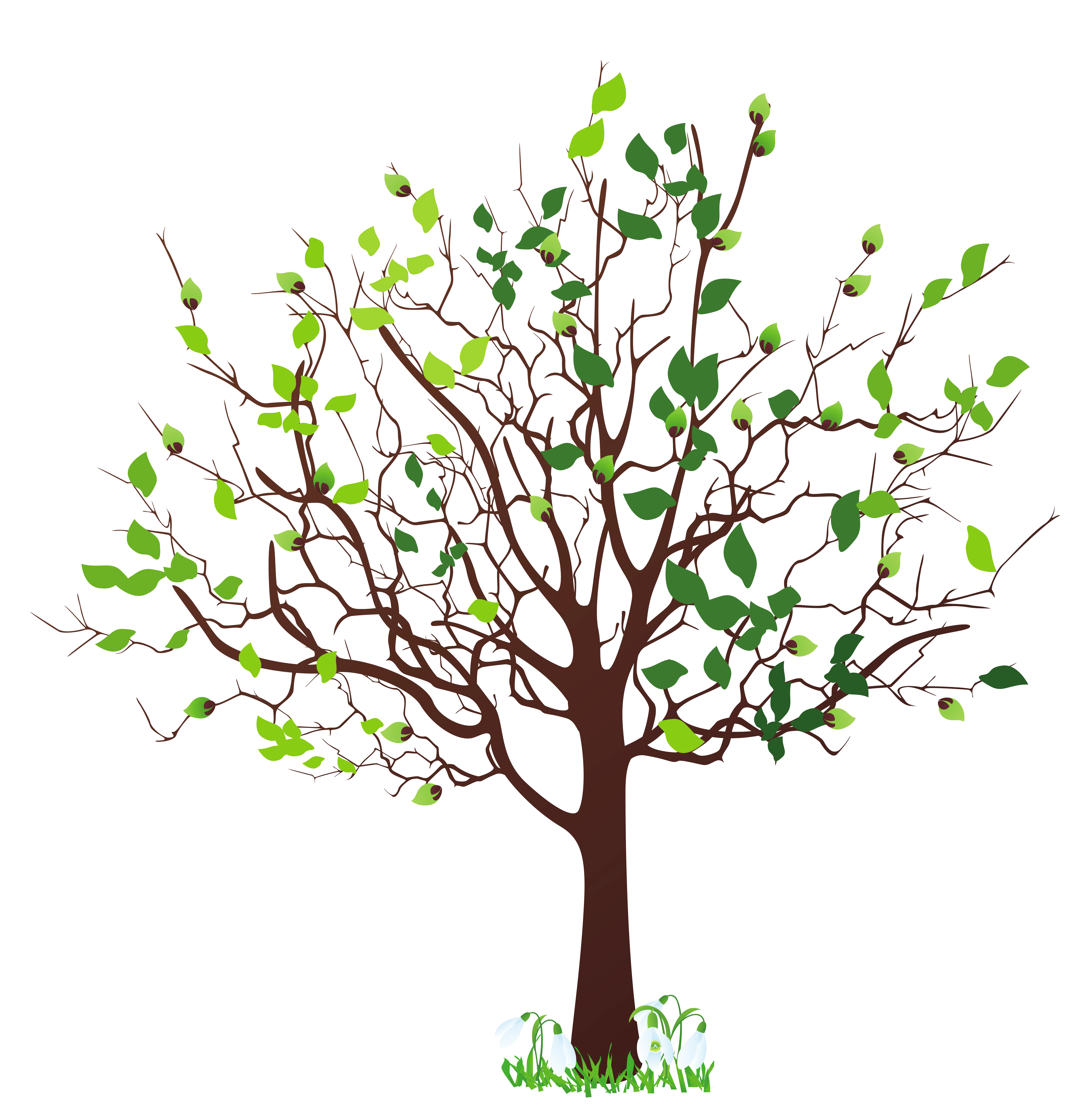 Tree Illustration with Green Leaves