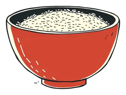 Bowl of Rice Cartoon Illustration