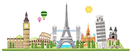 Famous European Landmarks Illustration