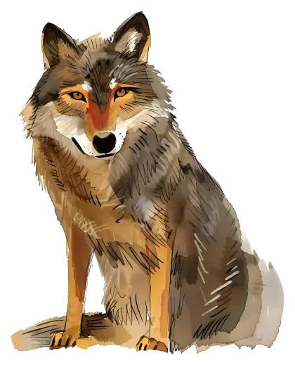 Illustrative Wolf in a Natural Artistic Style