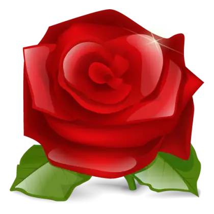 Detailed Red Rose with Green Leaf Design