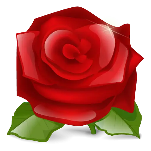 Detailed Red Rose with Green Leaf Design