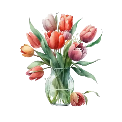Tulip Bouquet in Glass Vase