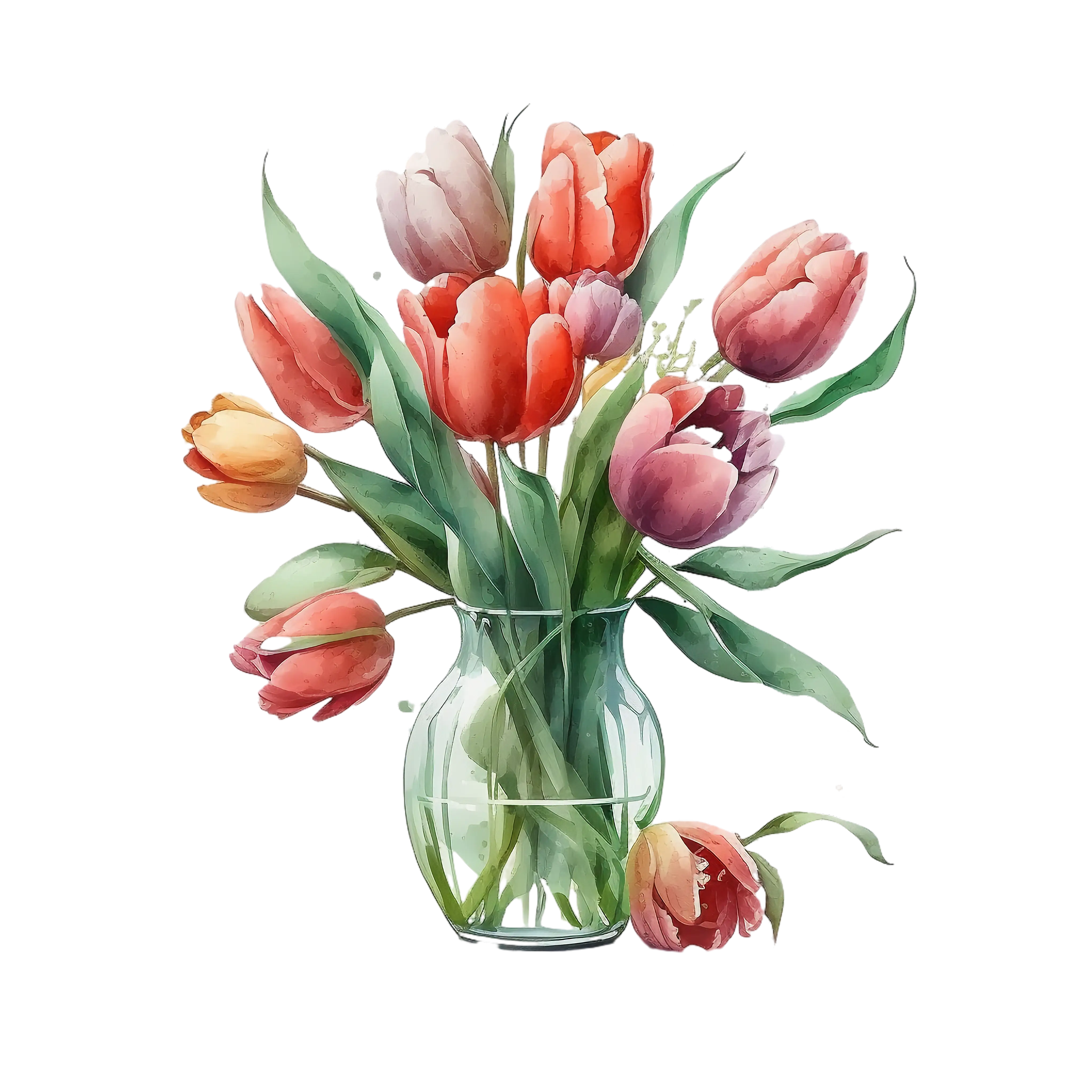 Tulip Bouquet in Glass Vase