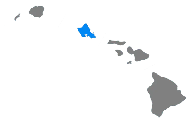 Hawaii Map Highlighting One Region