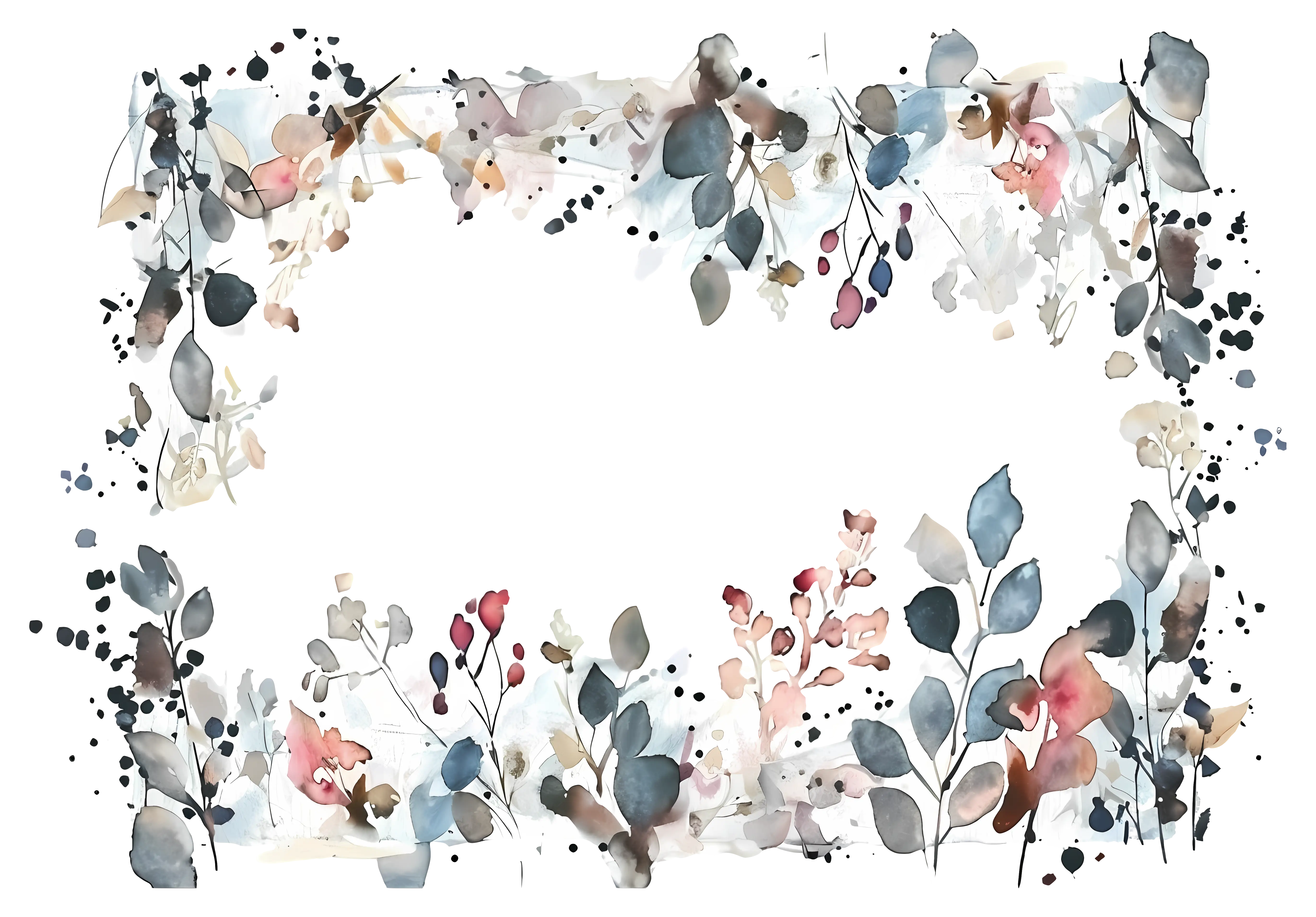 Watercolor Floral Frame with Soft Colors