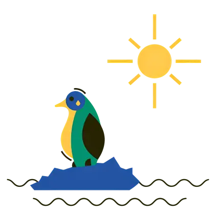 Penguin on Ice with Sun