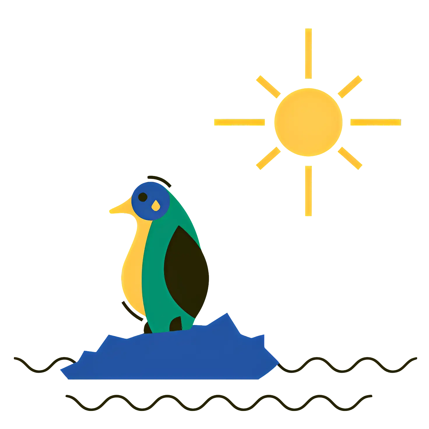 Penguin on Ice with Sun