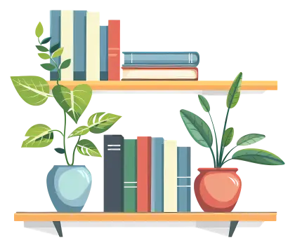 Stylish Bookshelf with Potted Plants