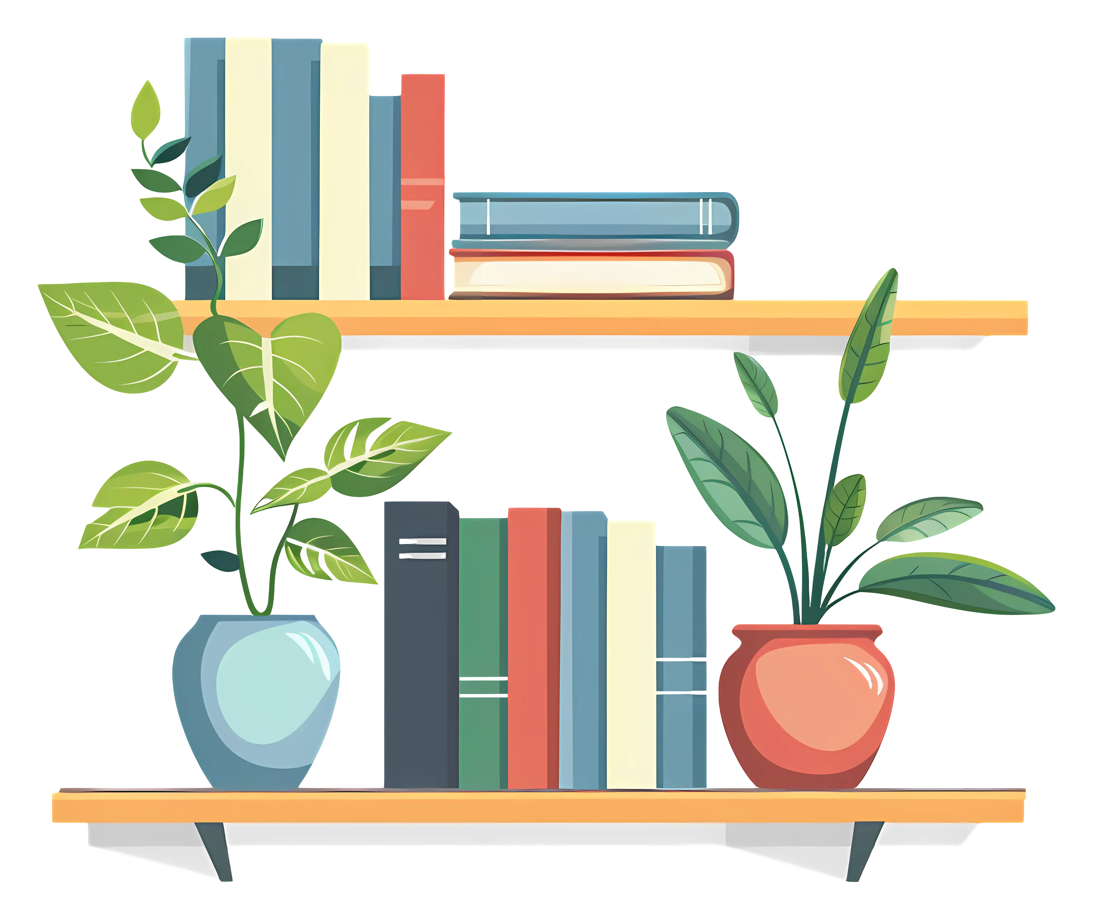Stylish Bookshelf with Potted Plants