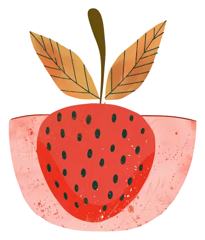 Red Strawberry with Leaves