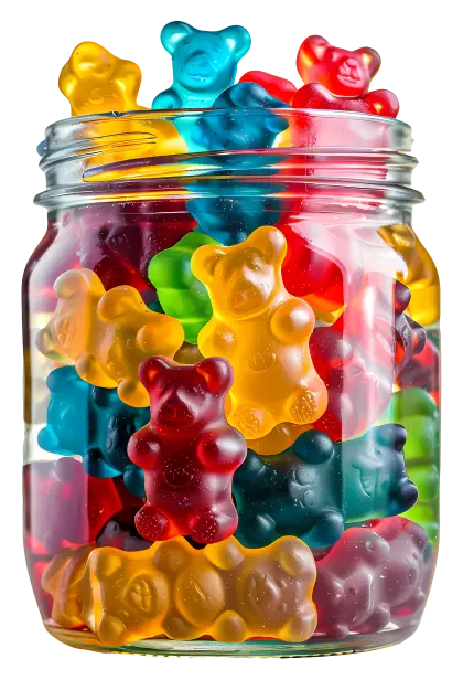 Jar of Colorful Gummy Bears