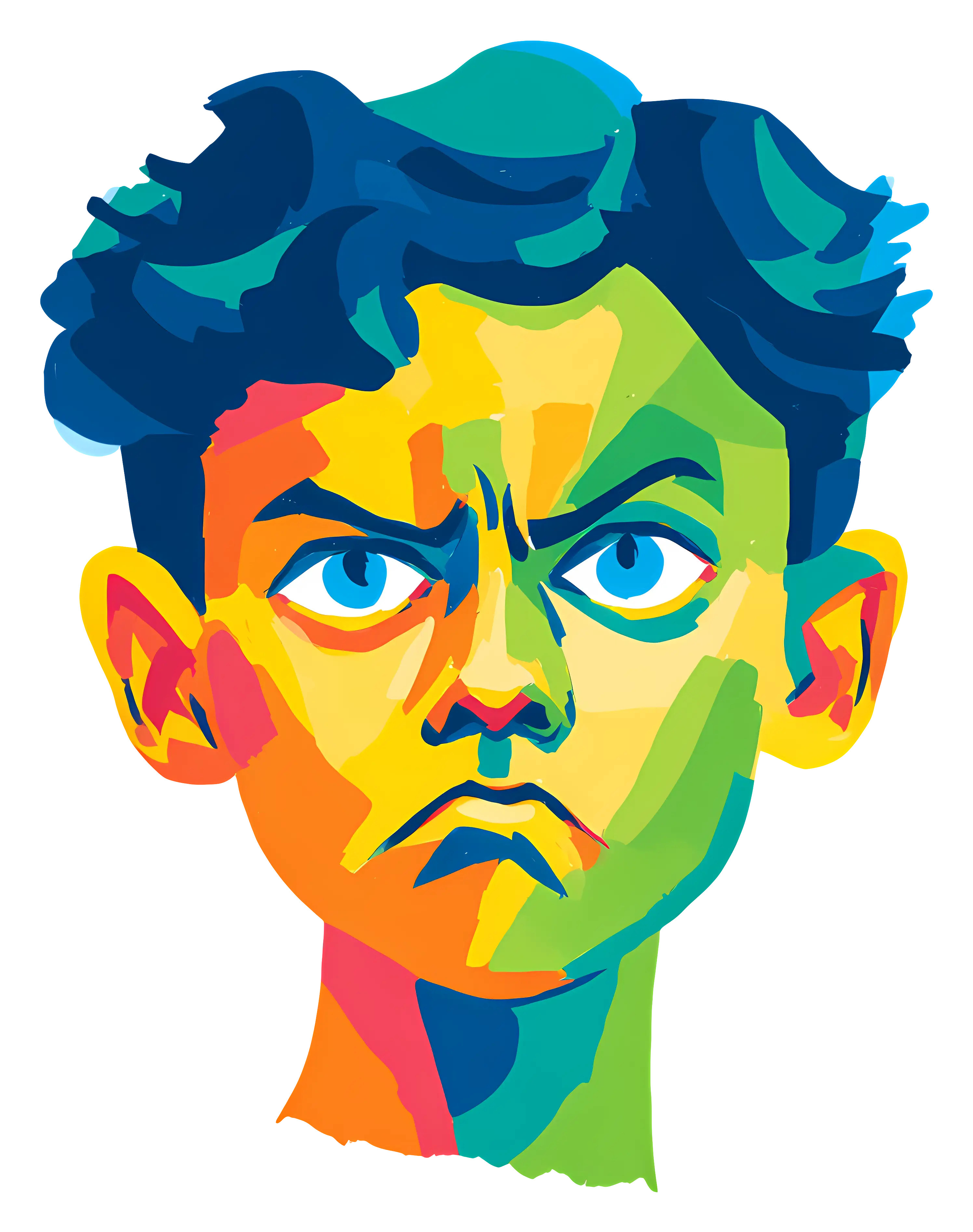 Colorful Angry Face Illustration