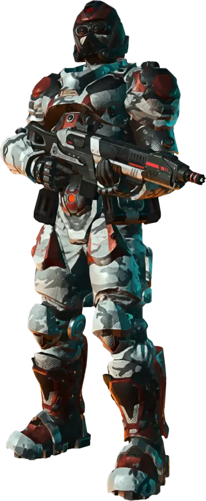 Futuristic Soldier with Advanced Armor and Weaponry