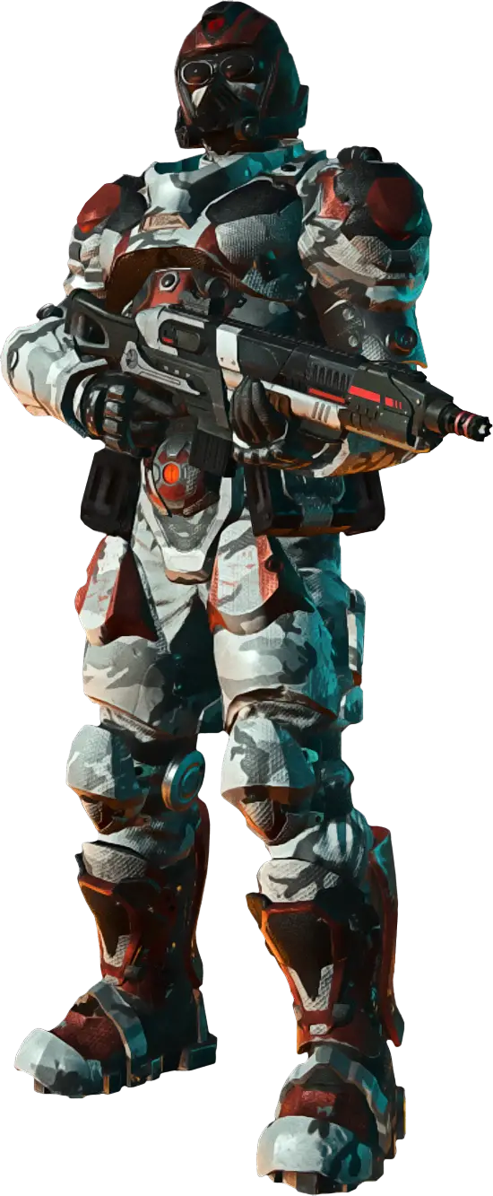 Futuristic Soldier with Advanced Armor and Weaponry