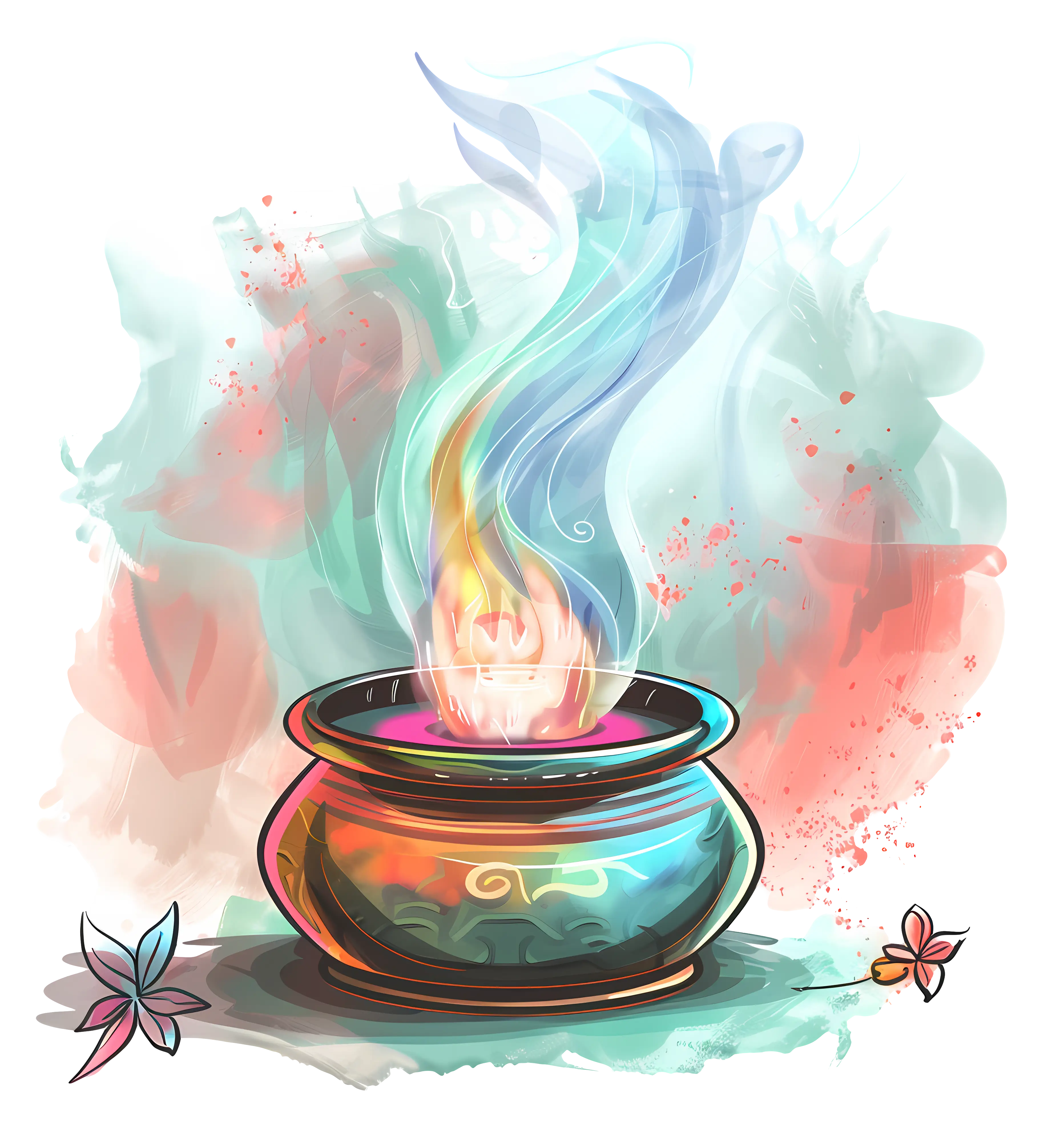 Colorful Incense Burner with Smoke