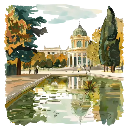 Beautiful Park Landscape Illustration
