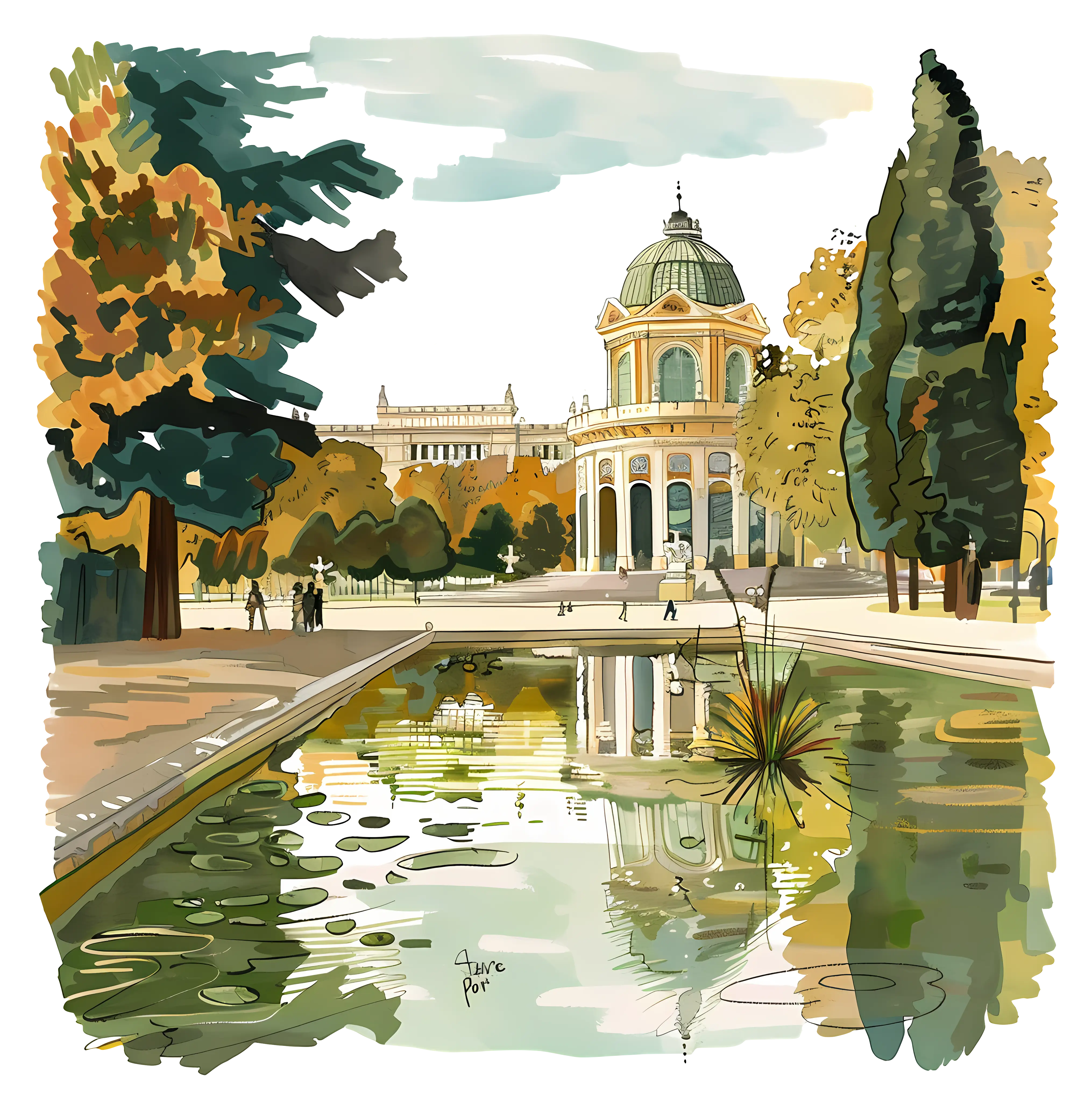 Beautiful Park Landscape Illustration