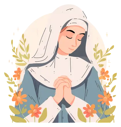 Praying Nun with Floral Background