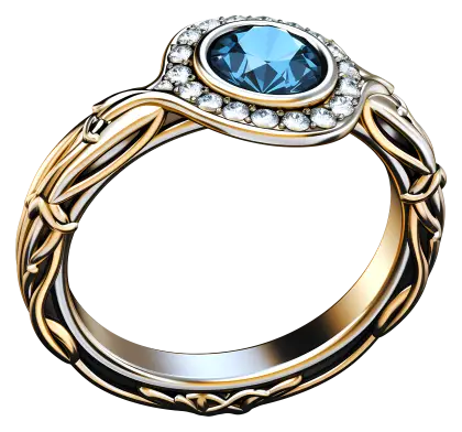 Golden Ring with Blue Gem